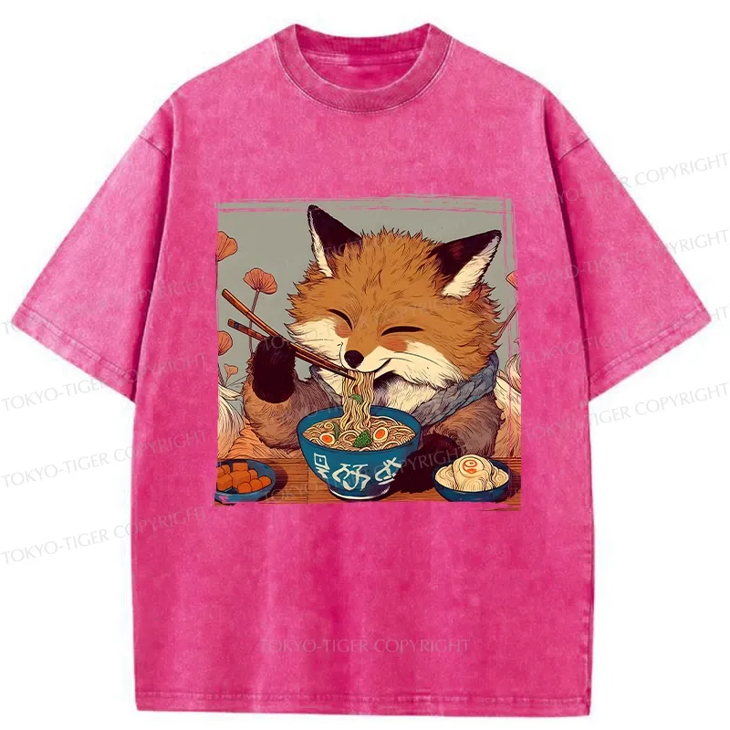 Tokyo-Tiger Ramen Lover Fox Washed T-Shirt