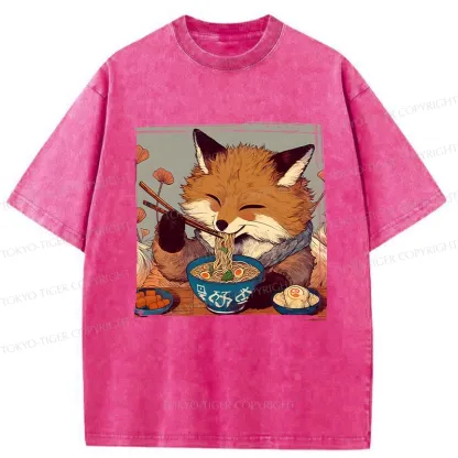 Tokyo-Tiger Ramen Lover Fox Washed T-Shirt