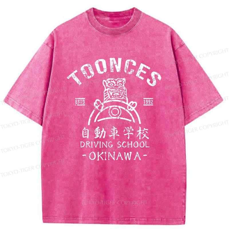 Tokyo-Tiger Okinawa Driving School Washed T-Shirt