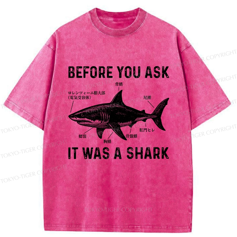 Tokyo-Tiger Before You Ask It Was A Shark Washed T-Shirt