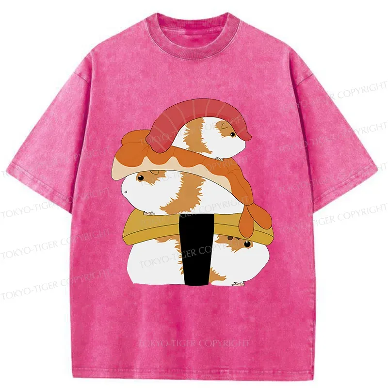 Tokyo-Tiger Hamster Sushi Washed T-Shirt