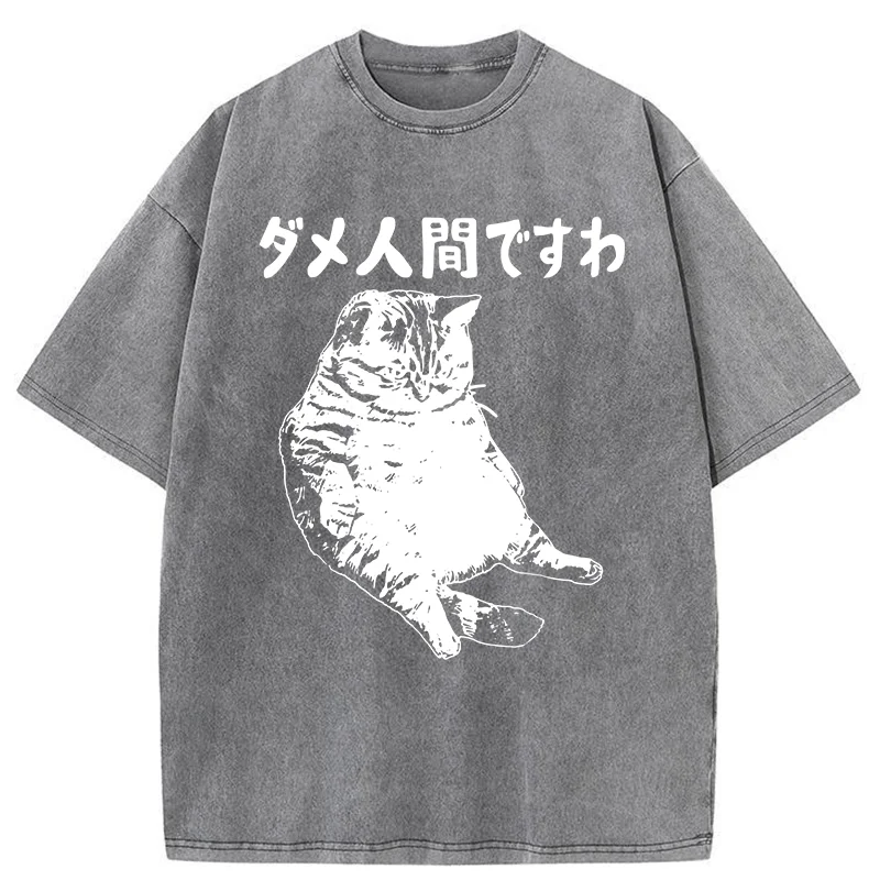 Tokyo-Tiger Angry Cat Japan Washed T-Shirt