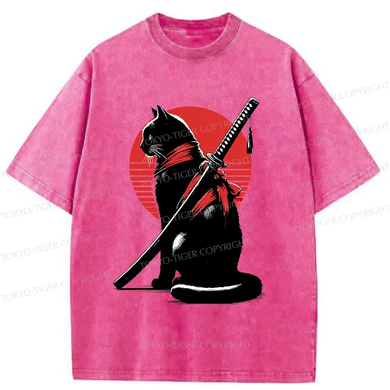 Tokyo-Tiger Handsome Cat Ninja Washed T-Shirt