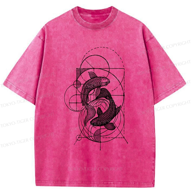 Tokyo-Tiger The Harmony Of Geometry And Koi Washed T-Shirt