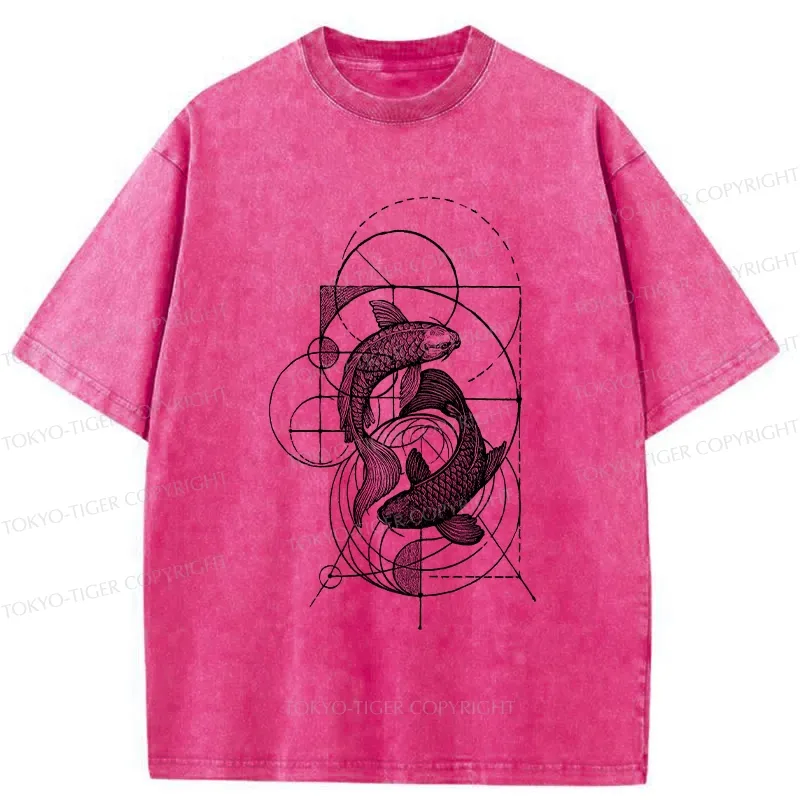 Tokyo-Tiger The Harmony Of Geometry And Koi Washed T-Shirt