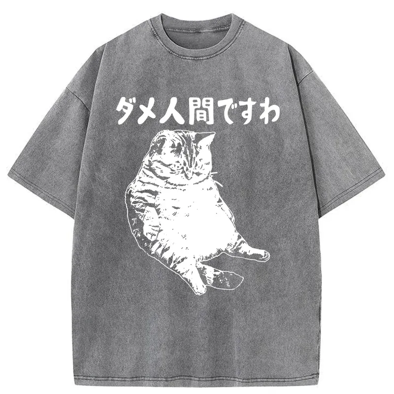 Tokyo-Tiger Angry Cat Japan Washed T-Shirt