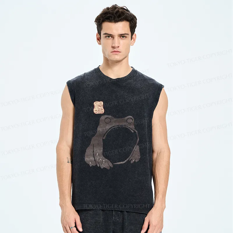 Tokyo-Tiger Matsumoto Hoji Woodblock Print Frog Washed Tank
