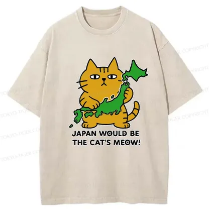 Tokyo-Tiger Japan Is A Cat's World Washed T-Shirt