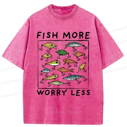 Tokyo-Tiger Funny Fish Hook Washed T-Shirt