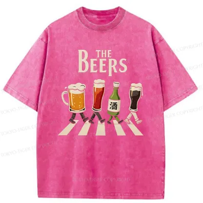 Tokyo-Tiger Beer Crossing Sidewalk Washed T-Shirt