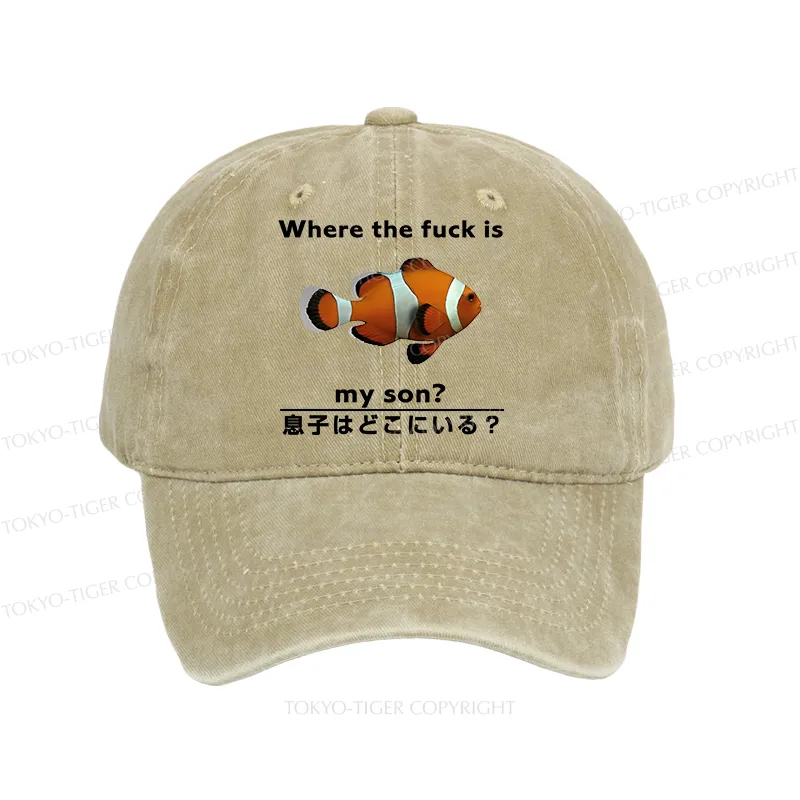 Tokyo-Tiger Fish Looking For Son Washed Cap