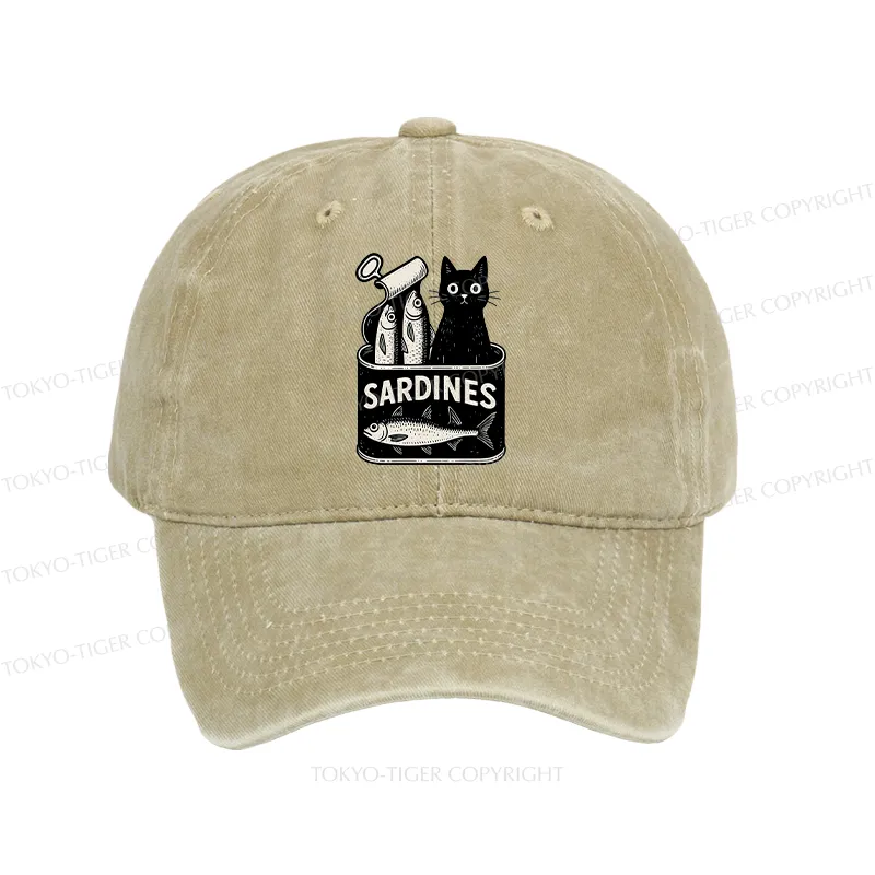 Tokyo-Tiger Cat And Canned Fish Washed Cap