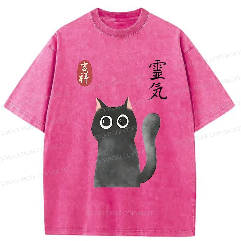Tokyo-Tiger A Mystical Black Cat Me Washed T-Shirt