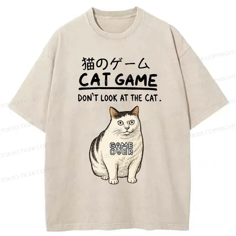 Tokyo-Tiger Don't Watch The Cat Challenge Washed T-Shirt