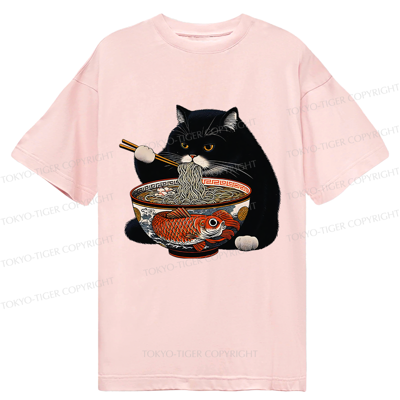 Tokyo-Tiger Fat Cat Eating Ramen Classic T-Shirt