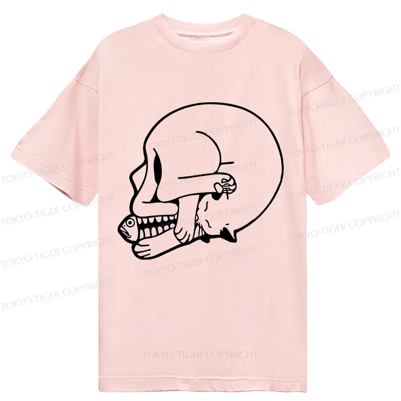 Tokyo-Tiger Funny Cat Eating Fish Classic T-Shirt