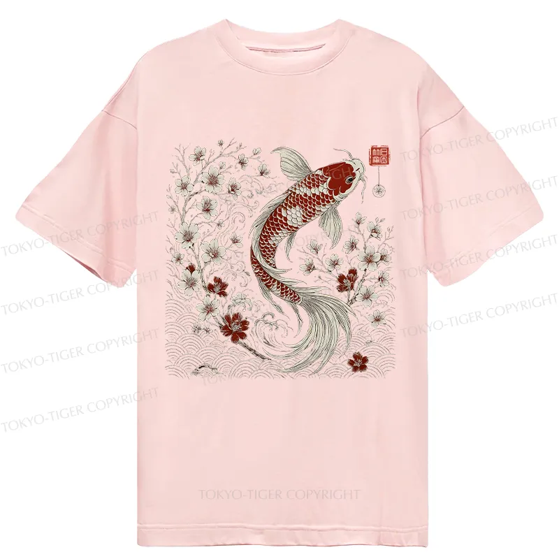 Tokyo-Tiger Vintage Sakura And Koi Classic T-Shirt