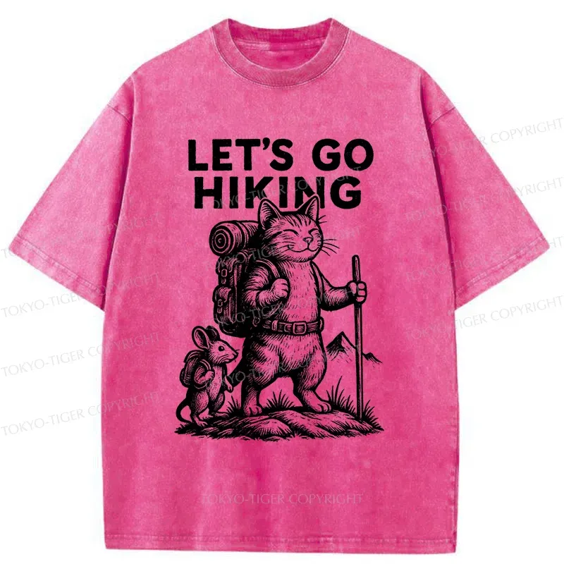 Tokyo-Tiger Cat And Mouse Go Hiking Washed T-Shirt