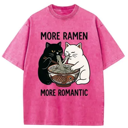 Tokyo-Tiger Two Cats Are Eating Ramen Washed T-Shirt