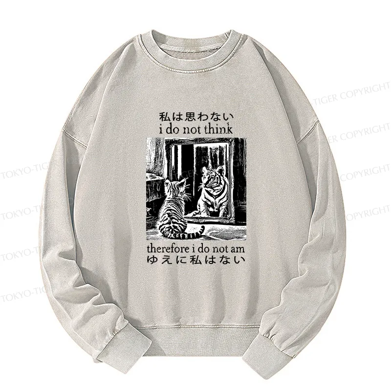 Tokyo-Tiger Thinking Cat Japanese Washed Sweatshirt