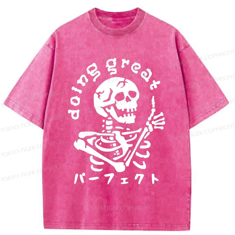 Tokyo-Tiger Encouragement Of The Skeleton Washed T-Shirt