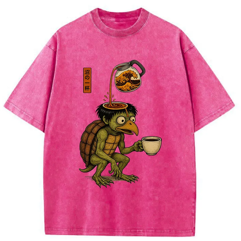Tokyo-Tiger Japanese Cappa Yokai Coffee Washed T-Shirt