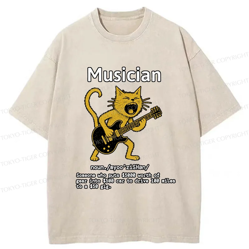 Tokyo-Tiger Miserable Musician Washed T-Shirt