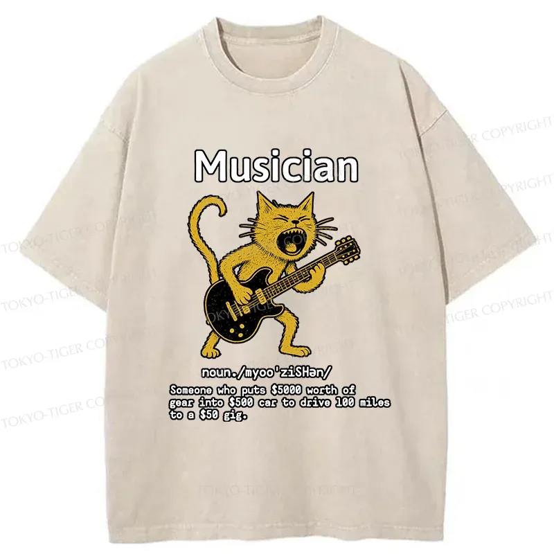 Tokyo-Tiger Miserable Musician Washed T-Shirt