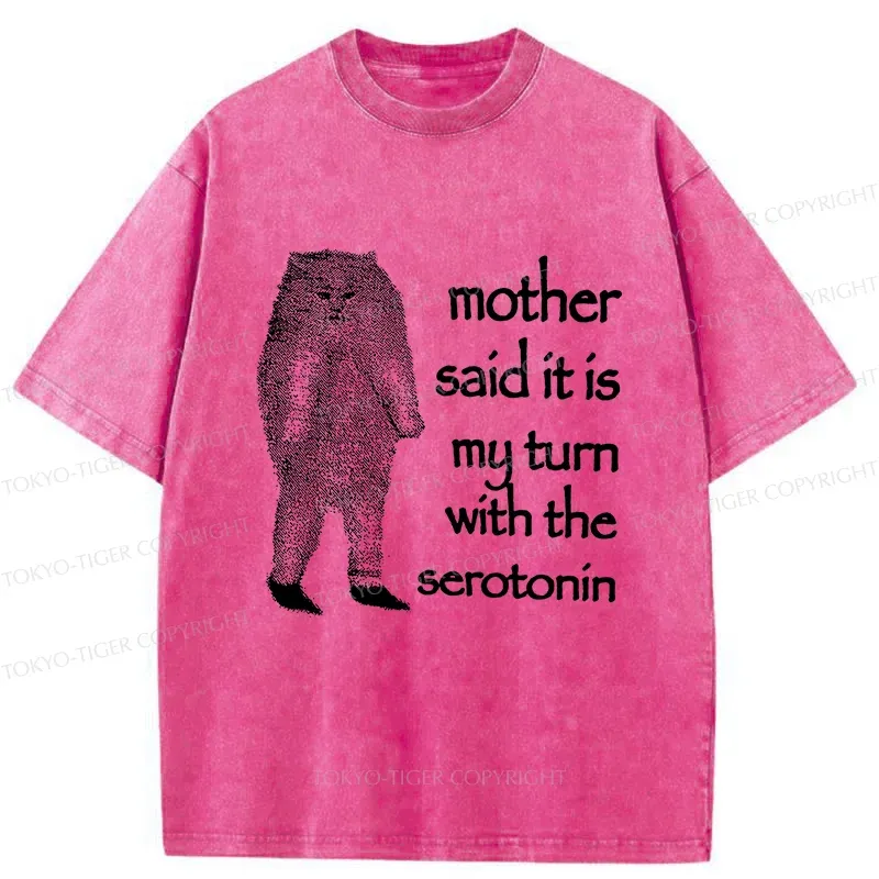 Tokyo-Tiger Cat Lacking Serotonin Washed T-Shirt