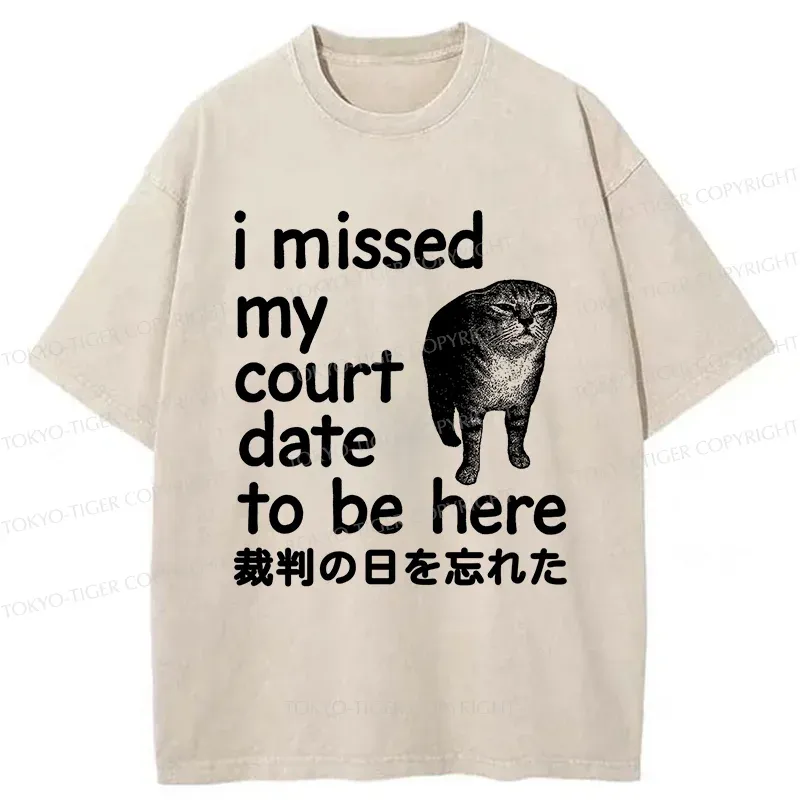 Tokyo-Tiger Funny Forgetful Cat Washed T-Shirt