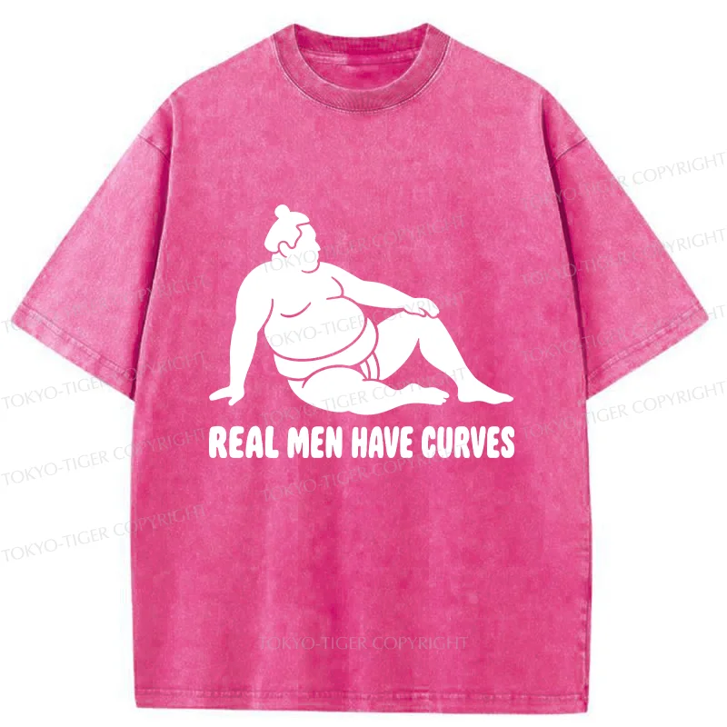Tokyo-Tiger Funny Man Has Curves Washed T-Shirt