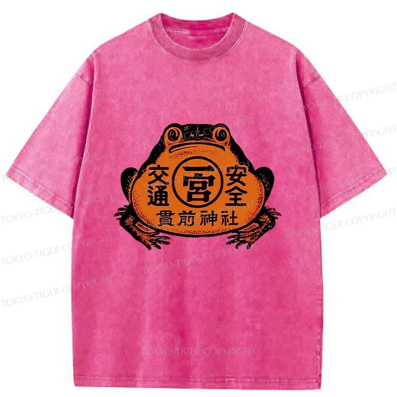 Tokyo-Tiger Retro Japanese Frog Washed T-Shirt