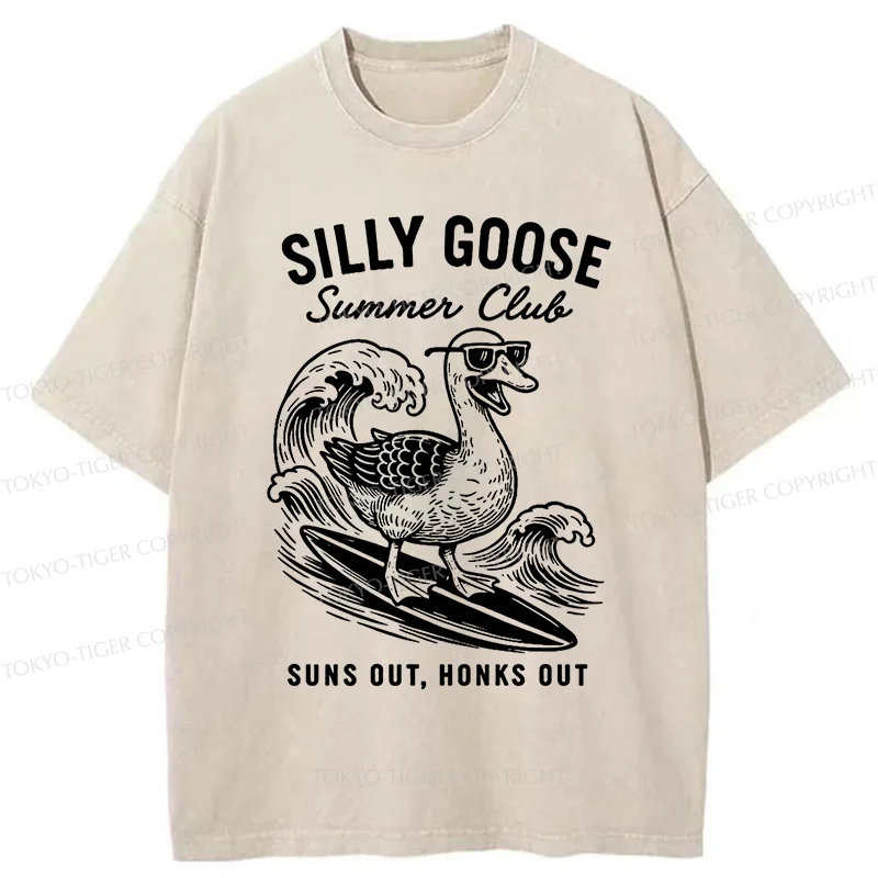 Tokyo-Tiger Stupid Goose Surfing Washed T-Shirt