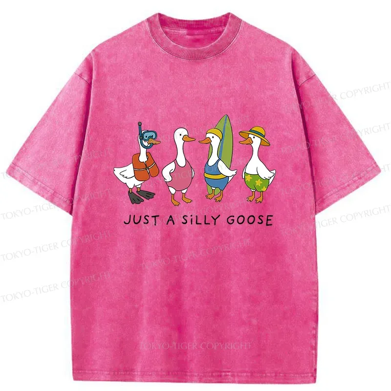 Tokyo-Tiger Stupid Geese Surfing Washed T-Shirt