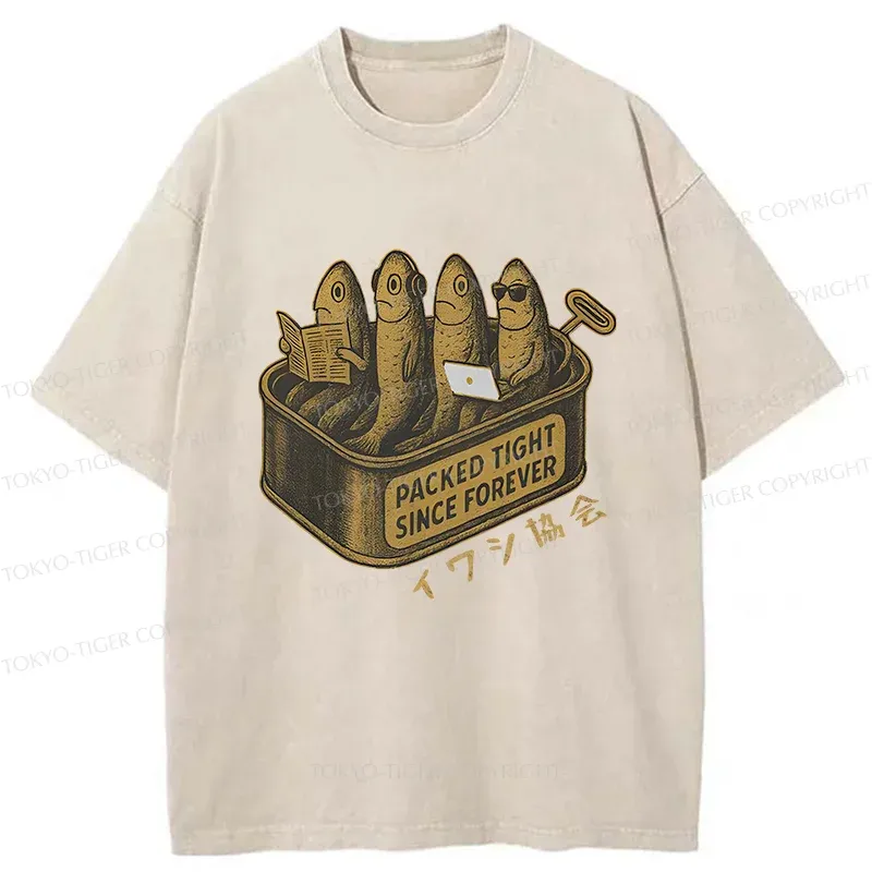 Tokyo-Tiger Sardines Office Worker Washed T-Shirt