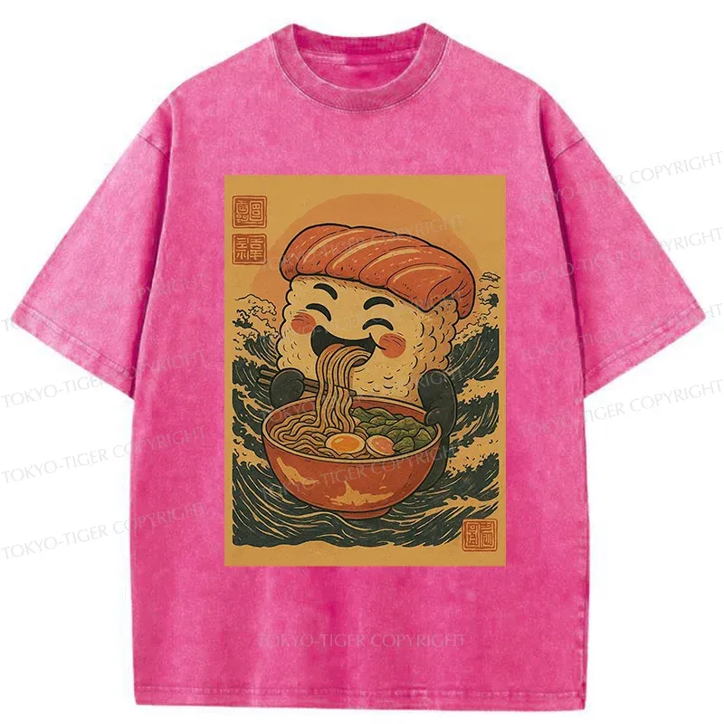 Tokyo-Tiger Sushi And Ramen Washed T-Shirt