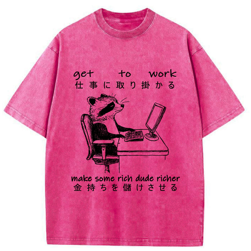 Tokyo-Tiger Raccoon Get To Work Washed T-Shirt