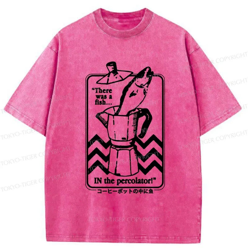 Tokyo-Tiger Fish In The Coffee Machine Washed T-Shirt