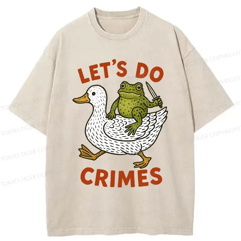 Tokyo-Tiger Frog Ready To Commit Crime Washed T-Shirt
