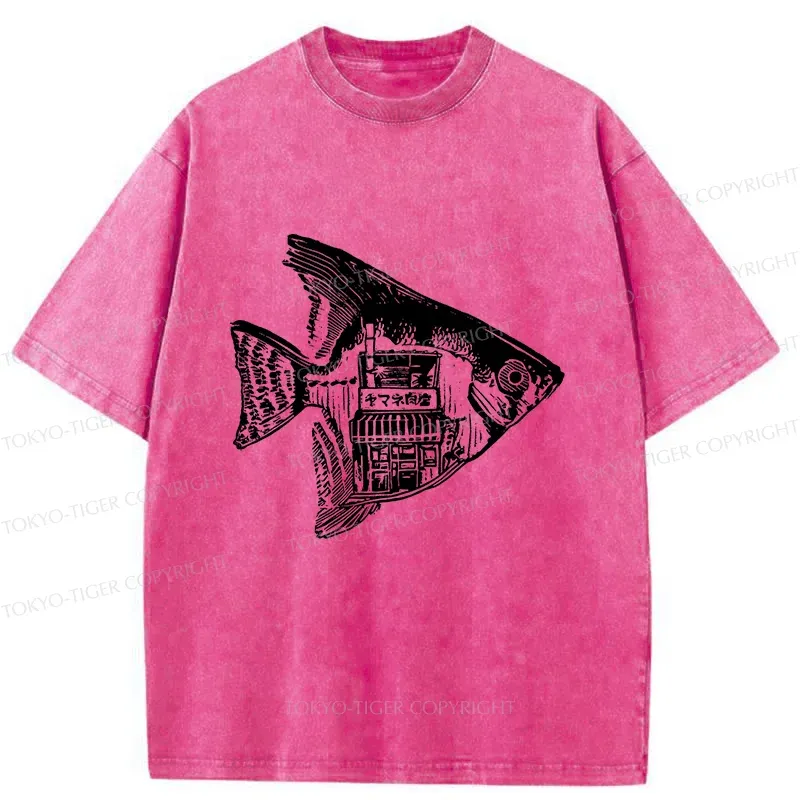 Tokyo-Tiger Grilled Fish Restaurant Washed T-Shirt