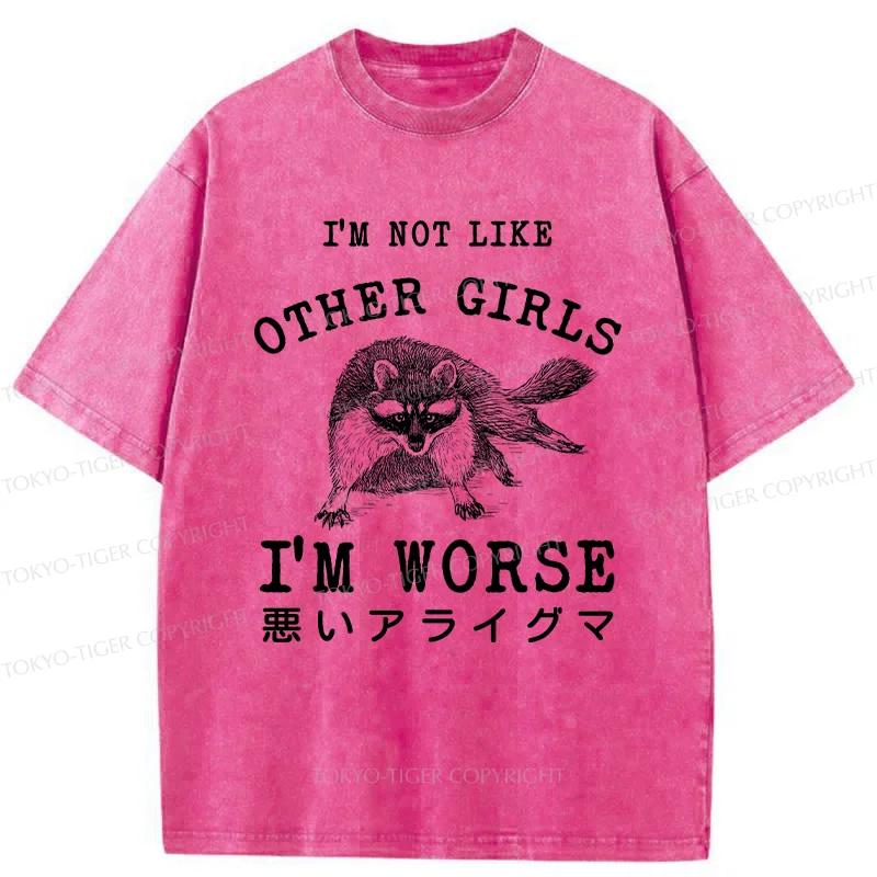 Tokyo-Tiger Bad Raccoon Funny Washed T-Shirt