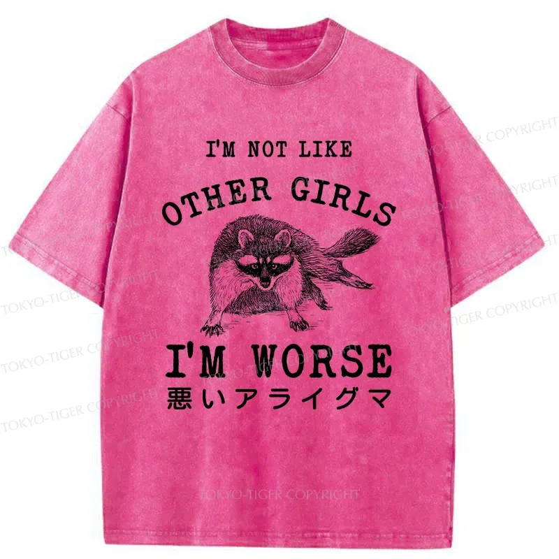 Tokyo-Tiger Bad Raccoon Funny Washed T-Shirt