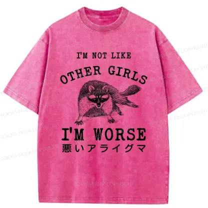 Tokyo-Tiger Bad Raccoon Funny Washed T-Shirt