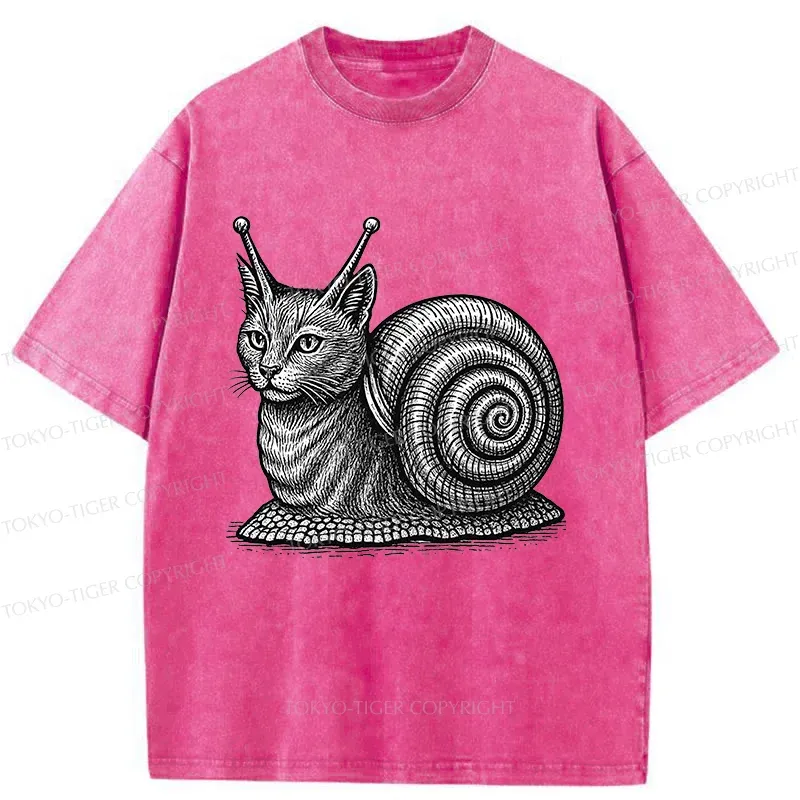 Tokyo-Tiger Snail Cat Washed T-Shirt