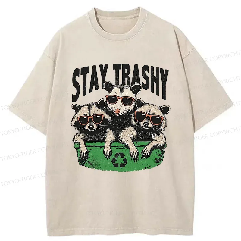 Tokyo-Tiger Stay Trashy Washed T-Shirt