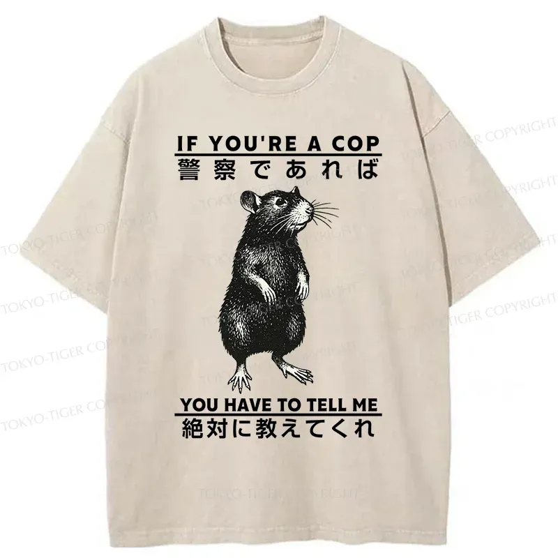 Tokyo-Tiger Funny Mouse Japan Washed T-Shirt