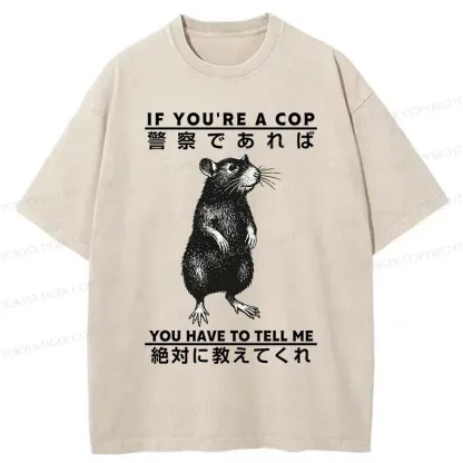 Tokyo-Tiger Funny Mouse Japan Washed T-Shirt