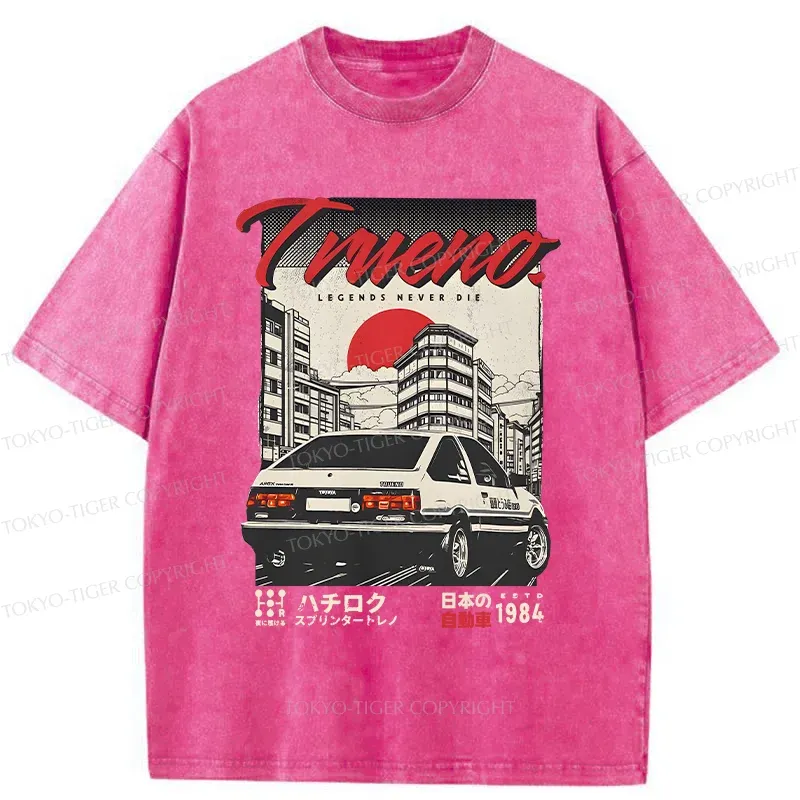 Tokyo-Tiger Retro Japanese Car Funny Washed T-Shirt