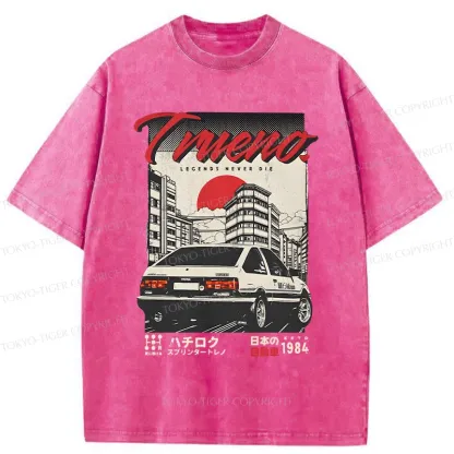 Tokyo-Tiger Retro Japanese Car Funny Washed T-Shirt