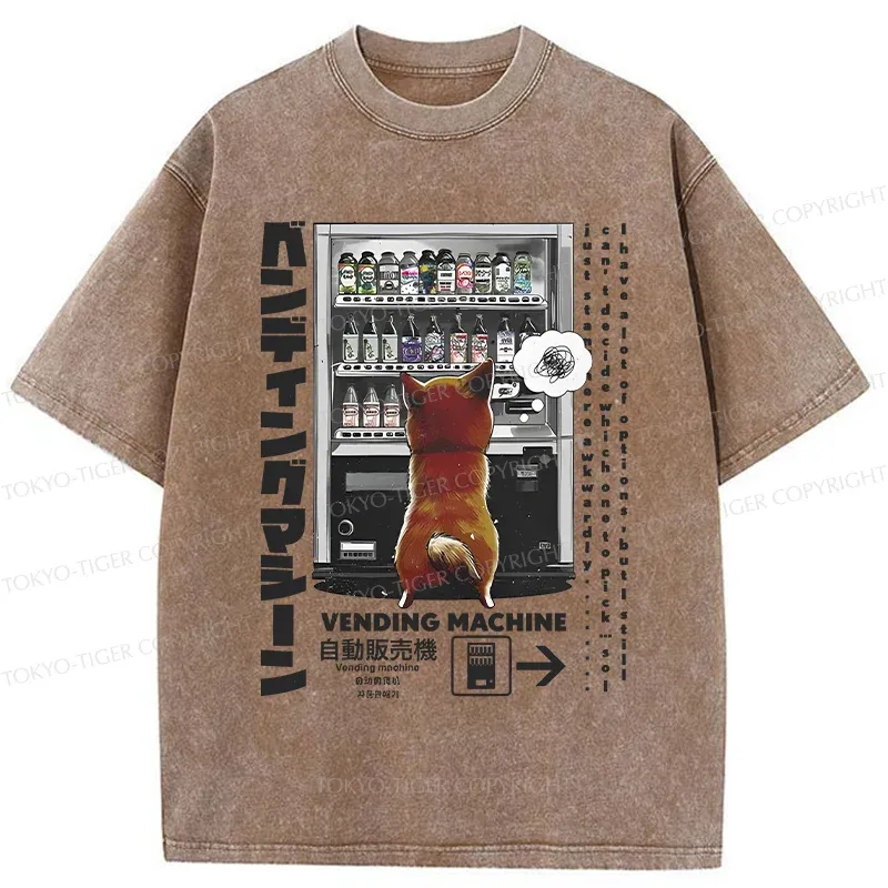 Tokyo-Tiger Japanese Vending Machine Washed T-Shirt